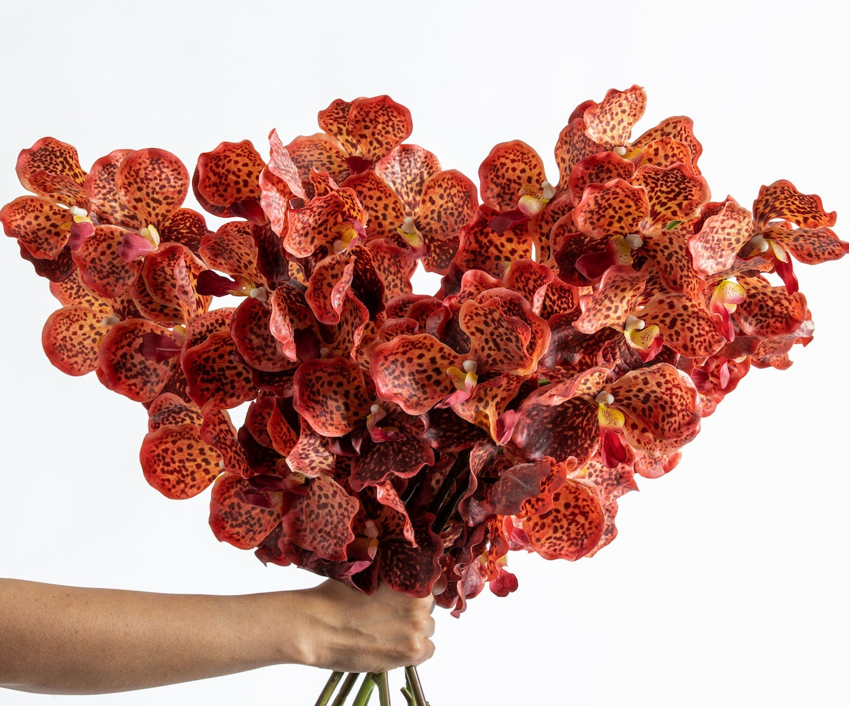 LUXURY REAL TOUCH ORCHIDS BURNT ORANGE