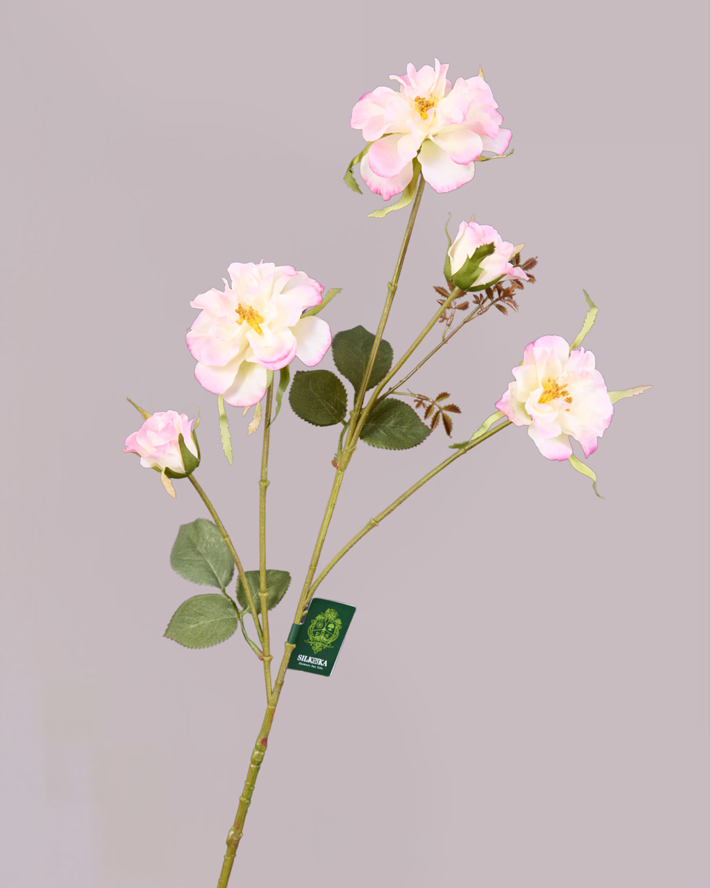SILK-KA 5 HEAD ROSE IN SOFT PINK 88CM