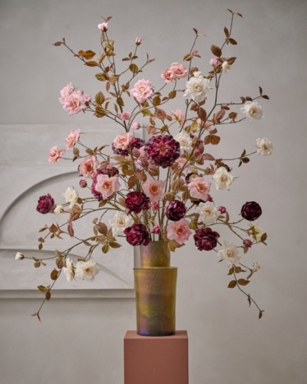 SILK-KA 5 HEAD ROSE IN SOFT PINK 88CM
