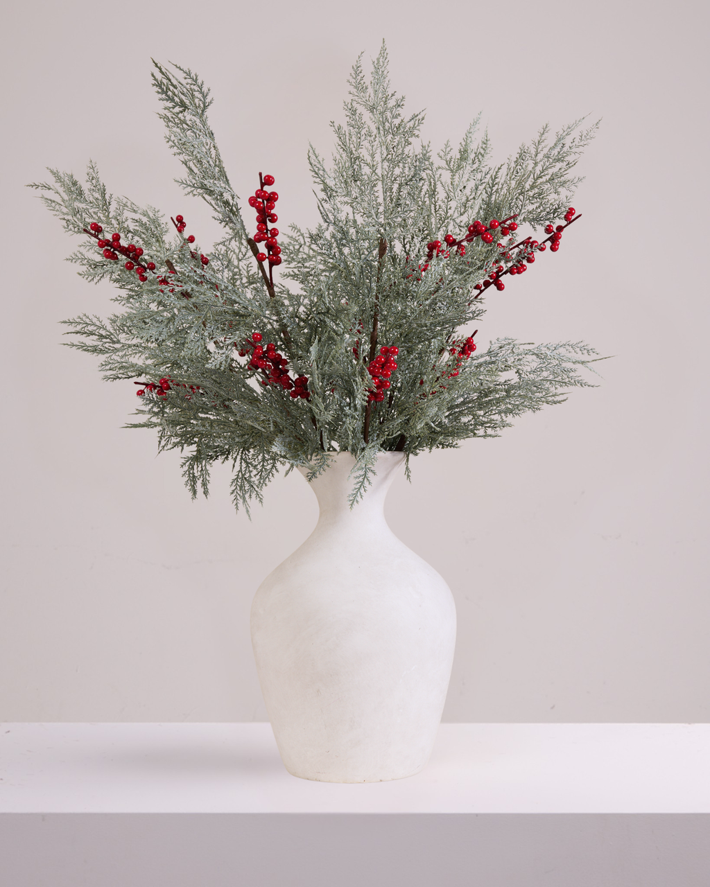 FROSTED PINE AND RED BERRY SPRAY NEW