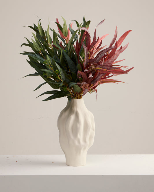 BURGUNDY AND GREEN LEAF ARRANGEMENT