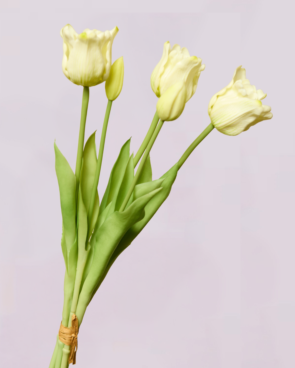 BUNCH OF 5 REAL TOUCH TULIPS CREAM