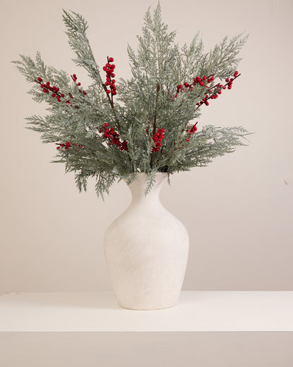 FROSTED PINE AND RED BERRY SPRAY