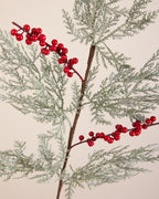FROSTED PINE AND RED BERRY SPRAY