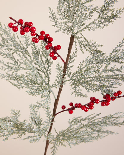 FROSTED PINE AND RED BERRY SPRAY